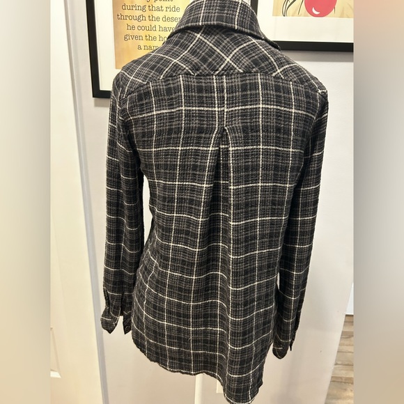 Anthropologie Cloth & Stone grey plaid size S button down shirt - Picture 3 of 7